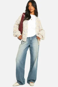 Sale boohoo Petite Bubble Knit Cardigan multi