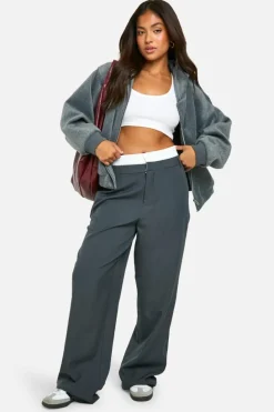 Outlet boohoo Petite Wool Look Hooded Bomber Jacket grey