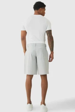 Outlet boohooMAN Pinstripe Woven Jort With Boxer Double Waistband grey