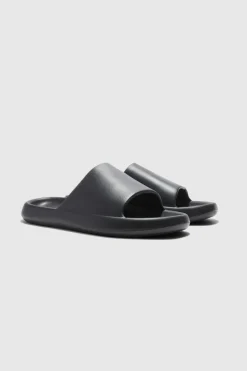Clearance boohooMAN Plain Moulded Slider black