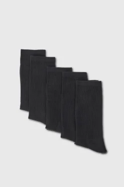 Fashion boohooMAN 5 Plain Sports Socks black