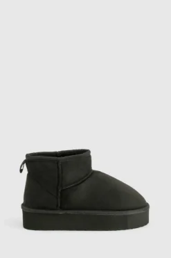 Cheap boohoo Platform Cosy Ankle Boots black