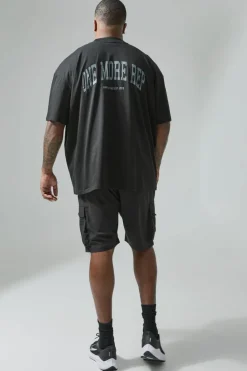Flash Sale boohooMAN Plus Active Extended Neck One More Rep Oversized T-shirt black