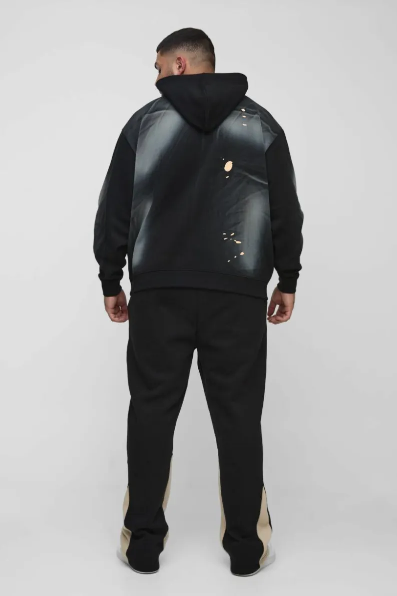Discount boohooMAN Plus Applique Slim Star Gusset Jogger black