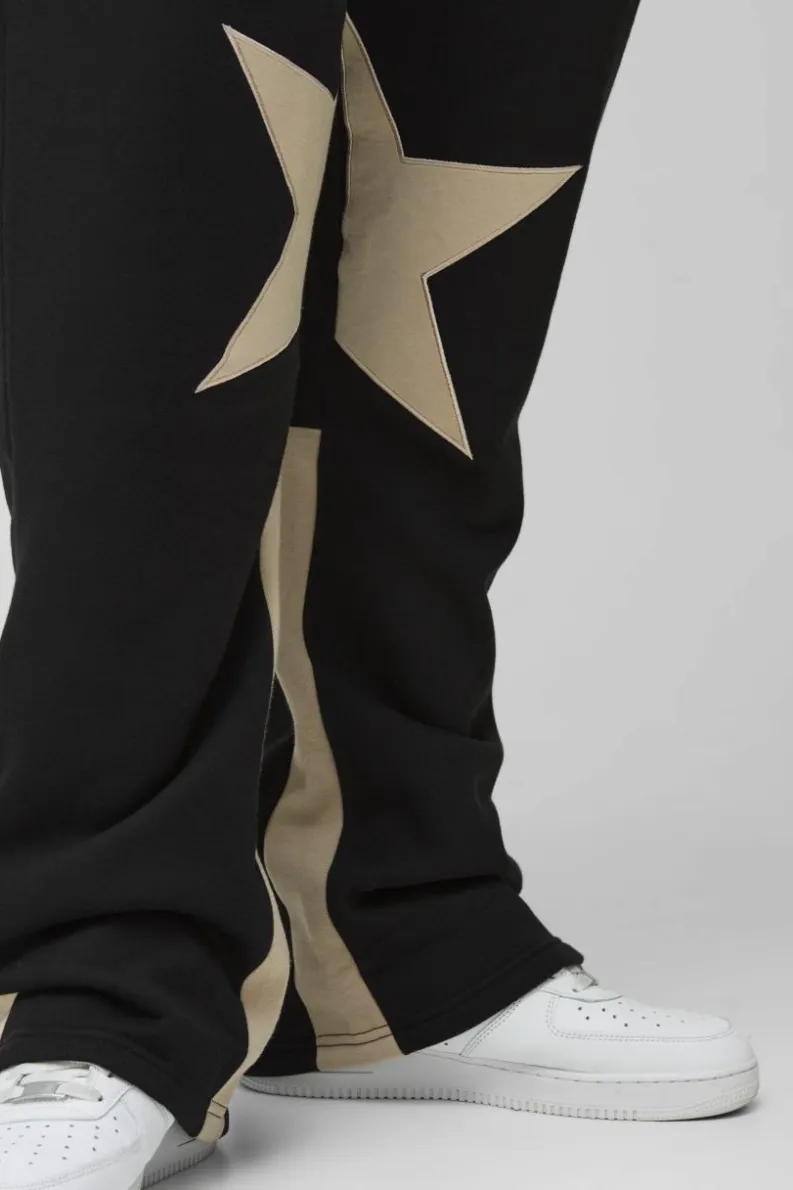 Discount boohooMAN Plus Applique Slim Star Gusset Jogger black