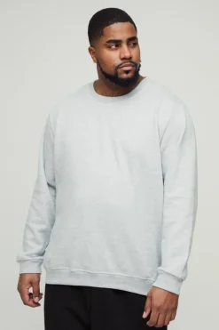 Outlet boohooMAN Plus Basic Sweatshirt grey