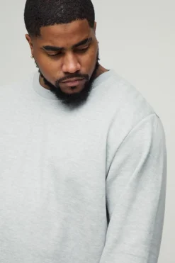 Outlet boohooMAN Plus Basic Sweatshirt grey