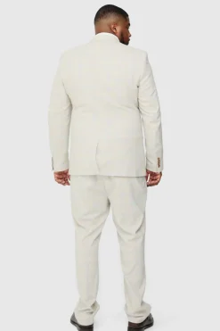 Clearance boohooMAN Plus Checked Skinny Fit Trousers stone