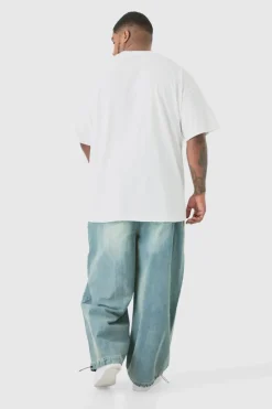 Fashion boohooMAN Plus Denim Parachute Jeans antique blue