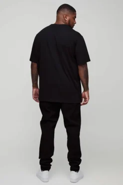 Hot boohooMAN Plus Dove Embroidered T-Shirt black