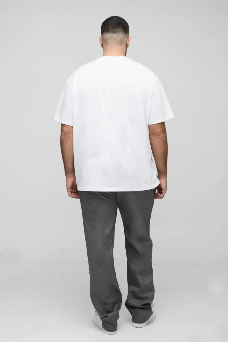 Outlet boohooMAN Plus Drawcord Waist Stacked Flared Gusset Trousers charcoal