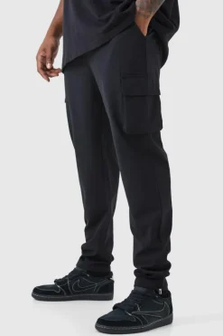 Best Sale boohooMAN Plus Elastic Lightweight Stretch Skinny Cargo Trouser black
