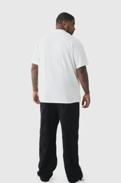 Best Sale boohooMAN Plus Embossed Checkered Towelling Trouser & T-shirt Set black