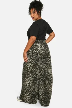 Fashion boohoo PLUS EXTREME WIDE LEG JEAN leopard