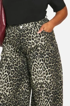 Fashion boohoo PLUS EXTREME WIDE LEG JEAN leopard