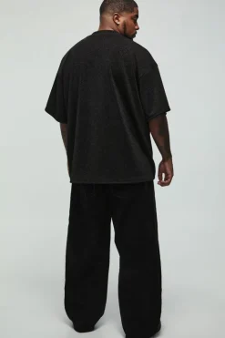 New boohooMAN Plus Flocked Denim Relaxed Fit Jeans black