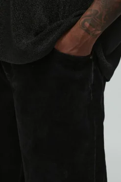 New boohooMAN Plus Flocked Denim Relaxed Fit Jeans black