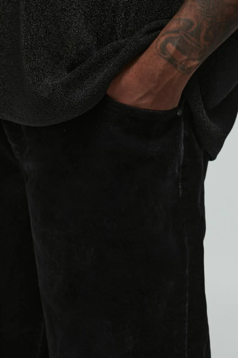 New boohooMAN Plus Flocked Denim Relaxed Fit Jeans black