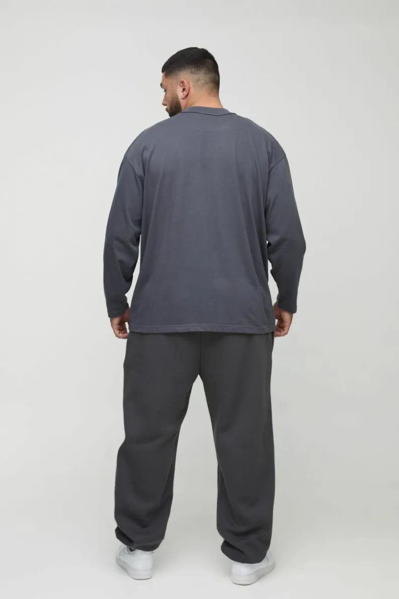 Outlet boohooMAN Plus 330GSM Basic Oversized Fit Jogger dark grey