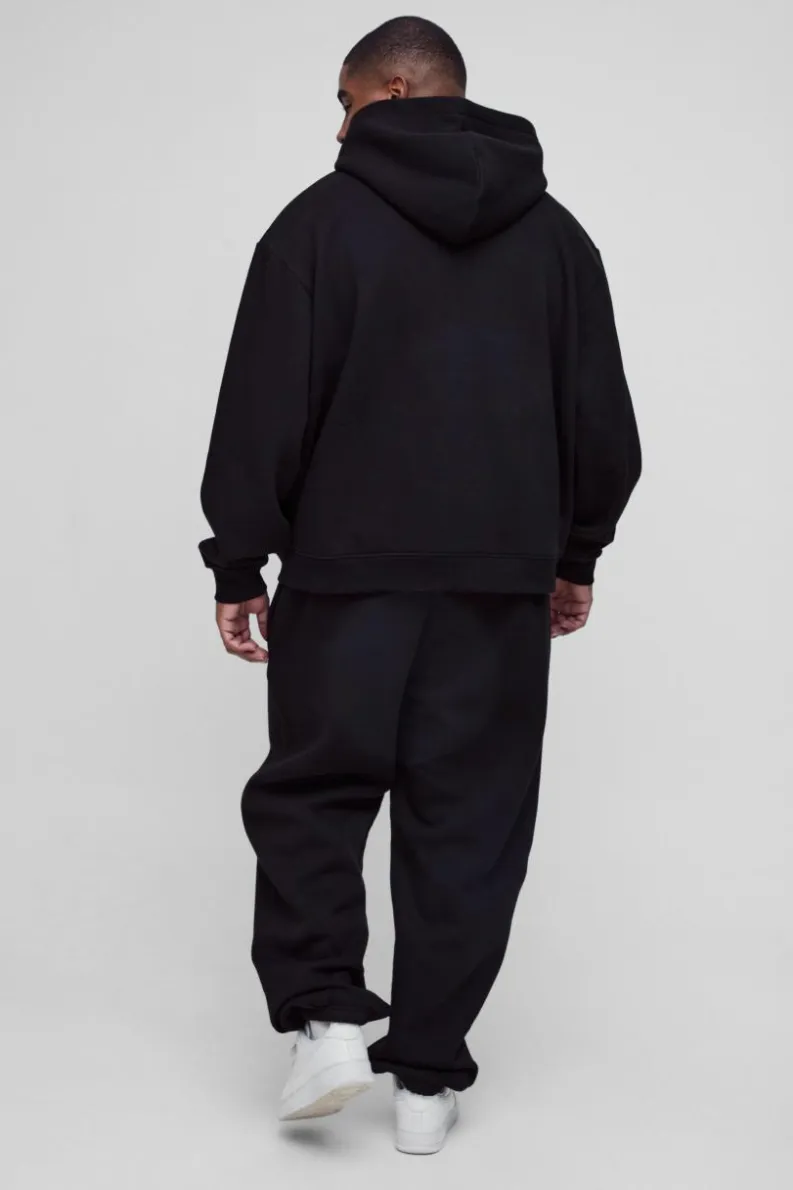 Cheap boohooMAN Plus 330GSM Oversized Fit Basic Jogger black