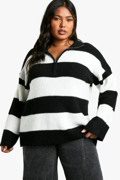 Discount boohoo Plus Half Zip Soft Knit Jumper black