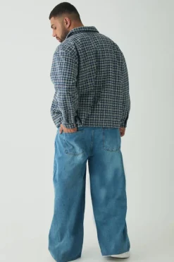 Fashion boohooMAN Plus Heavy Weight Boucle Overshirt blue