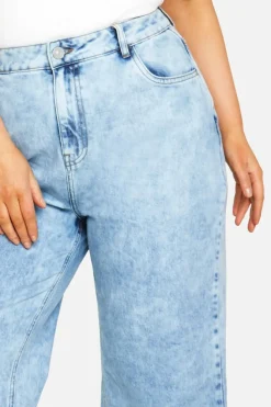 Cheap boohoo Plus High Waist Bum Shaper Wide Leg Jean acid wash light blue