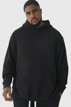 Fashion boohooMAN Plus Homme Spliced Floral Graphic Oversized Hoodie black