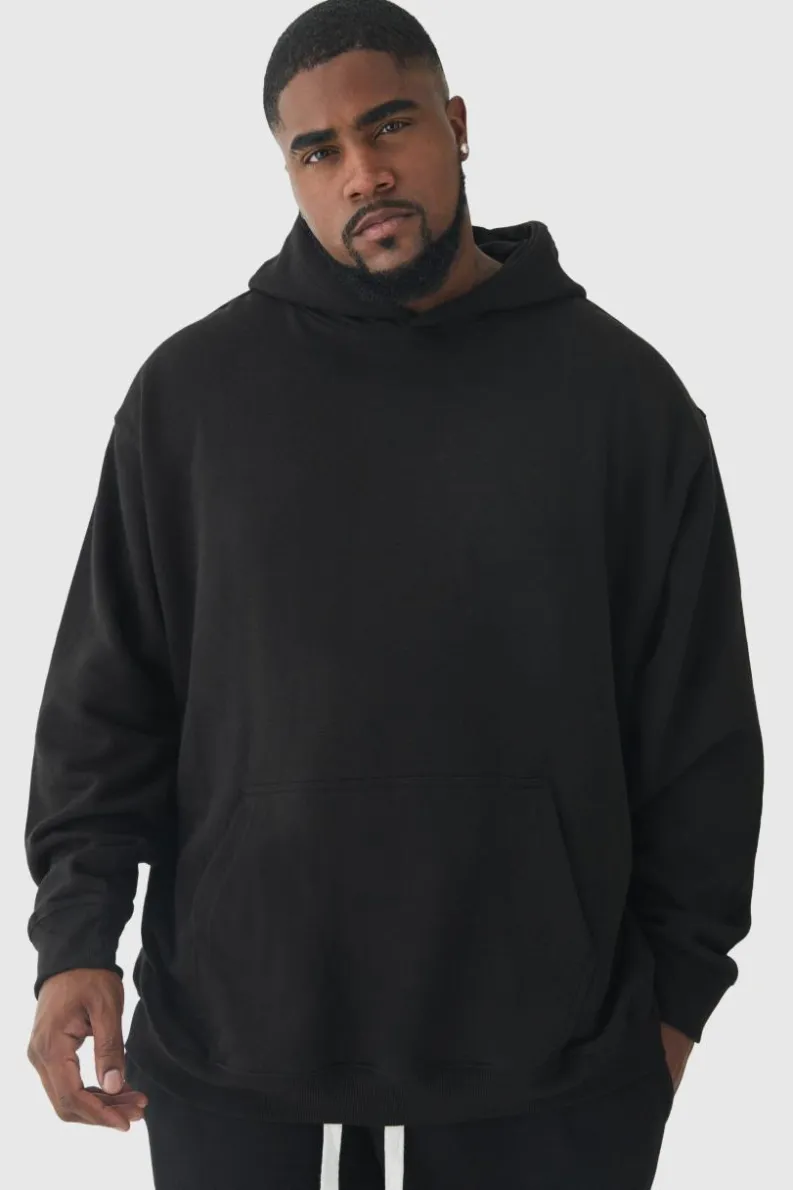 Fashion boohooMAN Plus Homme Spliced Floral Graphic Oversized Hoodie black