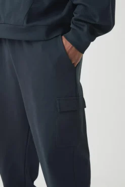Best boohooMAN Plus Interlock Slim Fit Smart Cargo Joggers black