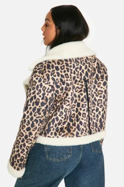 Best boohoo Plus Oversized Aviator Coat leopard