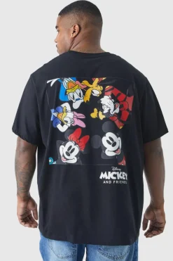 Online boohooMAN Plus Mickey Mouse License T-shirt black