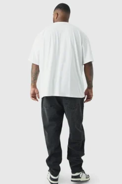 Fashion boohooMAN Plus Mono Abstract Floral Printed T-shirt In white