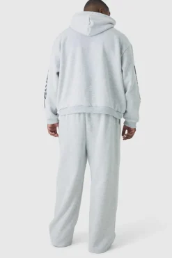 Outlet boohooMAN Plus Moto Graphic Wide Leg Joggers grey marl