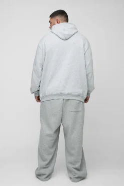 Store boohooMAN Plus New York Print Oversized Hoodie in grey