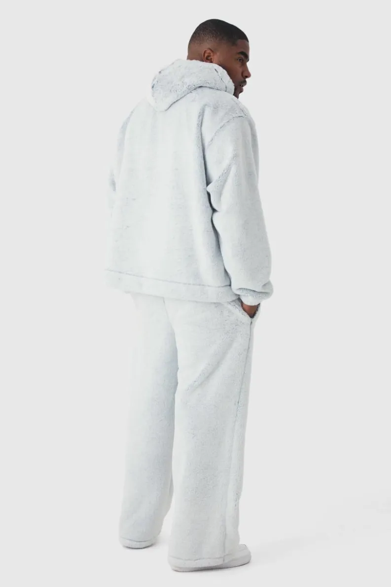 Flash Sale boohooMAN Plus Oversized Boxy Fluffy Two Tone Hoodie grey