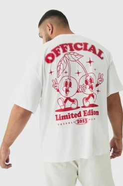 Flash Sale boohooMAN Plus Oversized Cherry Graphic T-Shirt white