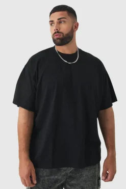 Hot boohooMAN Plus Oversized Crew Neck T-shirt black