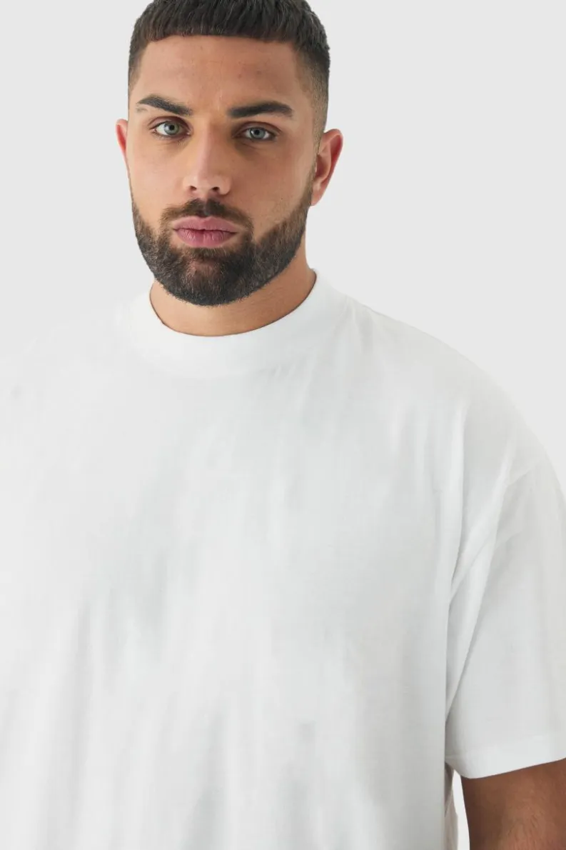 Cheap boohooMAN Plus Oversized Extended Neck T-shirt white