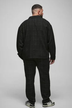 Outlet boohooMAN Plus Oversized Fit Boucle Overshirt black