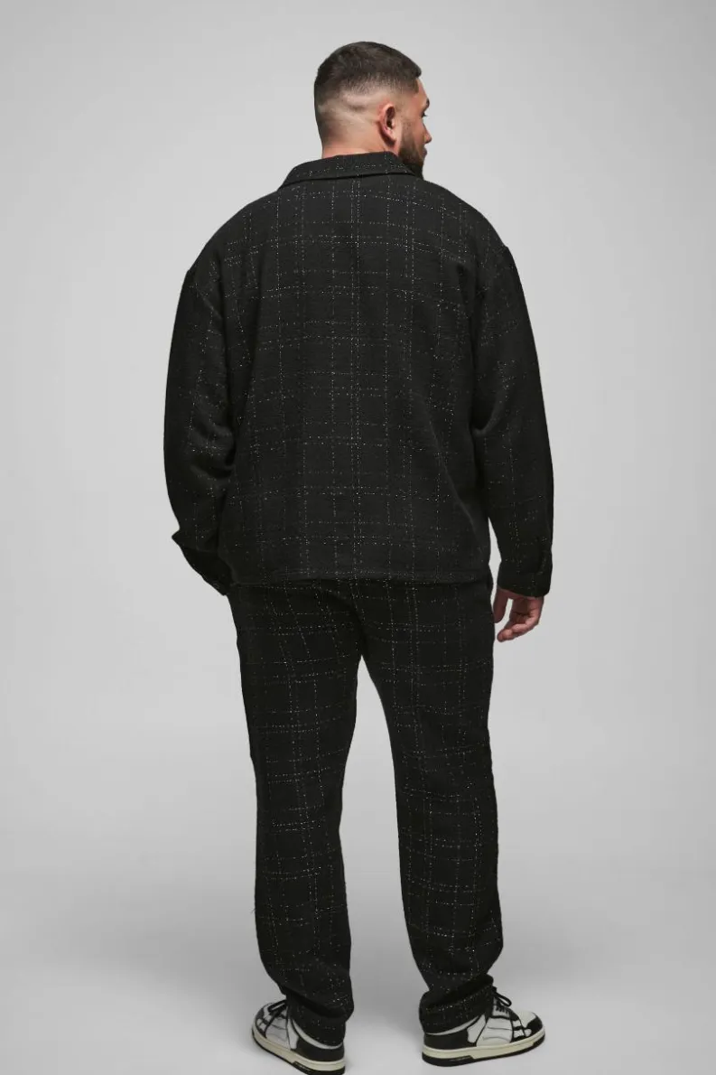 Outlet boohooMAN Plus Oversized Fit Boucle Overshirt black