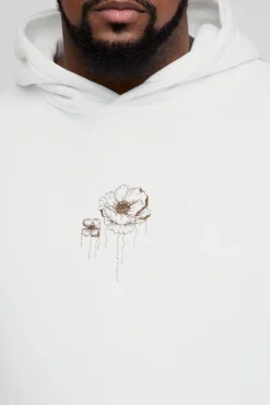 Flash Sale boohooMAN Plus Oversized Floral Embroidered Hoodie white