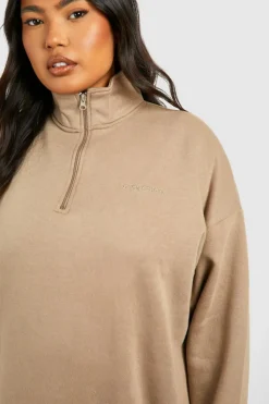 Best Sale boohoo Plus Oversized Half Zip And Legging Set taupe