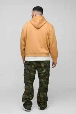 Cheap boohooMAN Plus Oversized Heavyweight Boxy Zip Thru Carpenter Hoodie taupe
