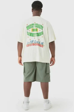 Outlet boohooMAN Plus Oversized Looney Tunes License T-shirt ecru