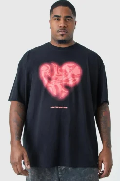 Best Sale boohooMAN Plus Oversized Marble Heart Graphic T-shirt black