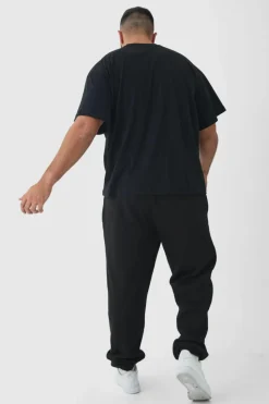 Shop boohooMAN Plus Oversized Puff Print Jogger black