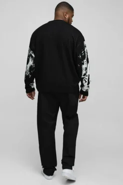 Discount boohooMAN Plus Oversized Renaissance Face Knit Jumper black