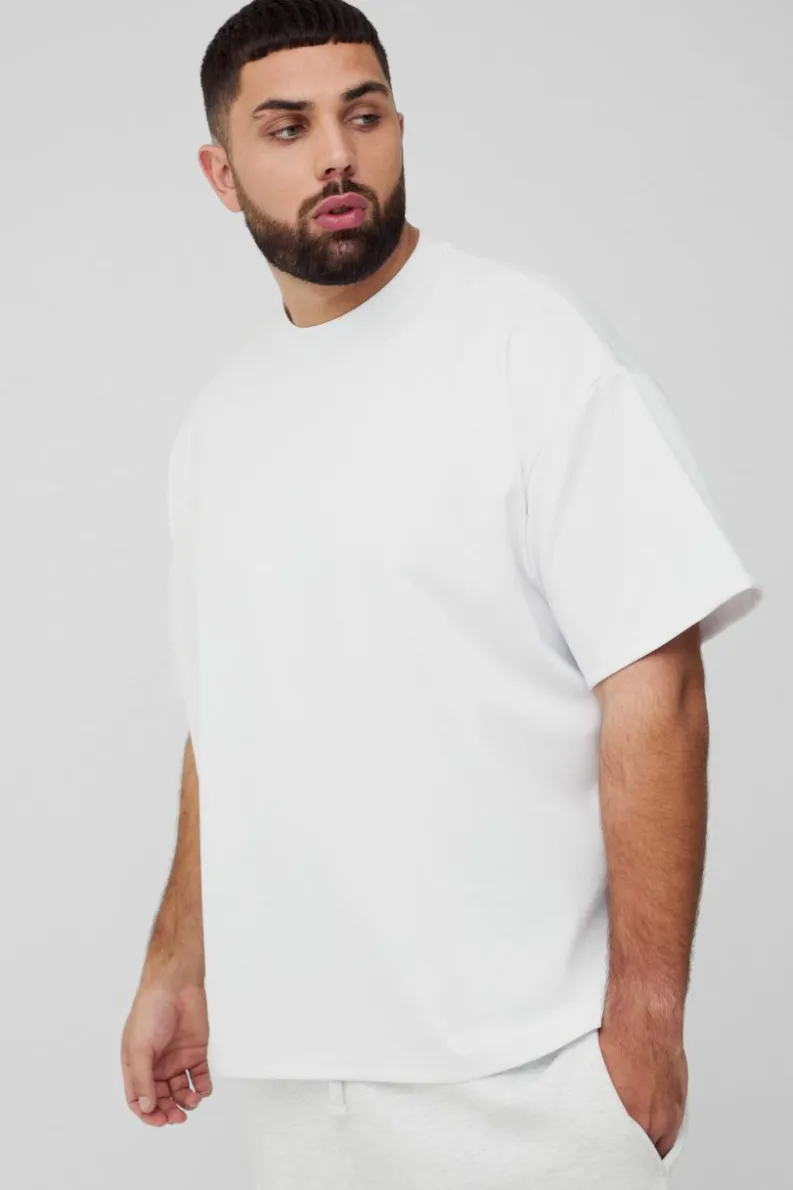 Shop boohooMAN Plus Oversized Super Heavy Premium T-shirt white