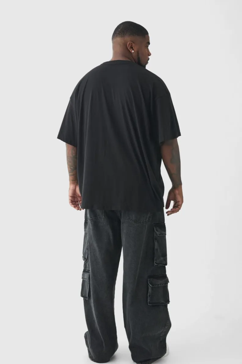 Cheap boohooMAN Plus Oversized Tupac License Print T-Shirt black
